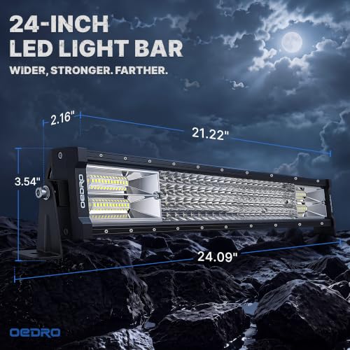 Image of OEDRO 22 Inch LED Light Bar 520W 36400LM Quad-Row with Wiring Harness | Spot Flood Combo Led Work Lights IP68 Grade Off Road Light 12V 24V Fit for Jeep Pickup SUV 4WD 4X4 ATV UTE Truck Tractor