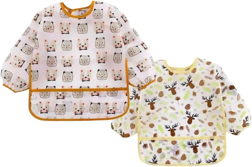 Babador manga longa BLW Kit 2Unds - Alce e Urso
