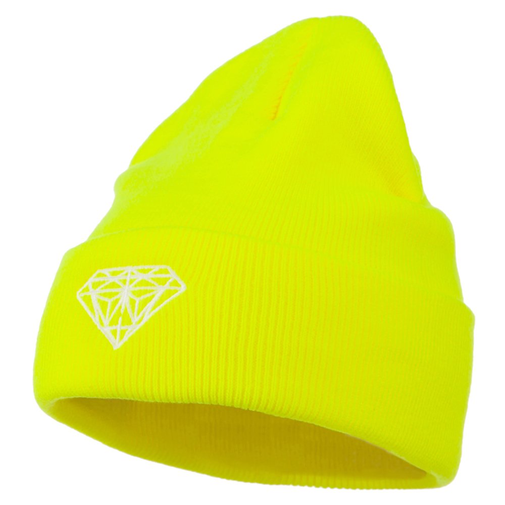 Diamond Neon Embroidered Beanie - Yellow OSFM