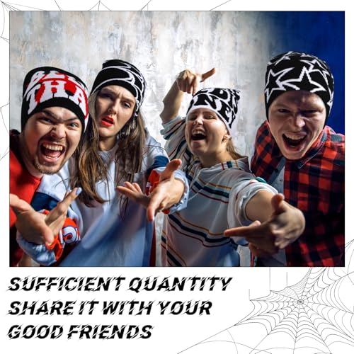 Image of Ramede 4 Pcs Y2k Beanie - Double Sided Graphic Beanies for Men and Women, Acrylic Knitted Y2k Hats Accessories
