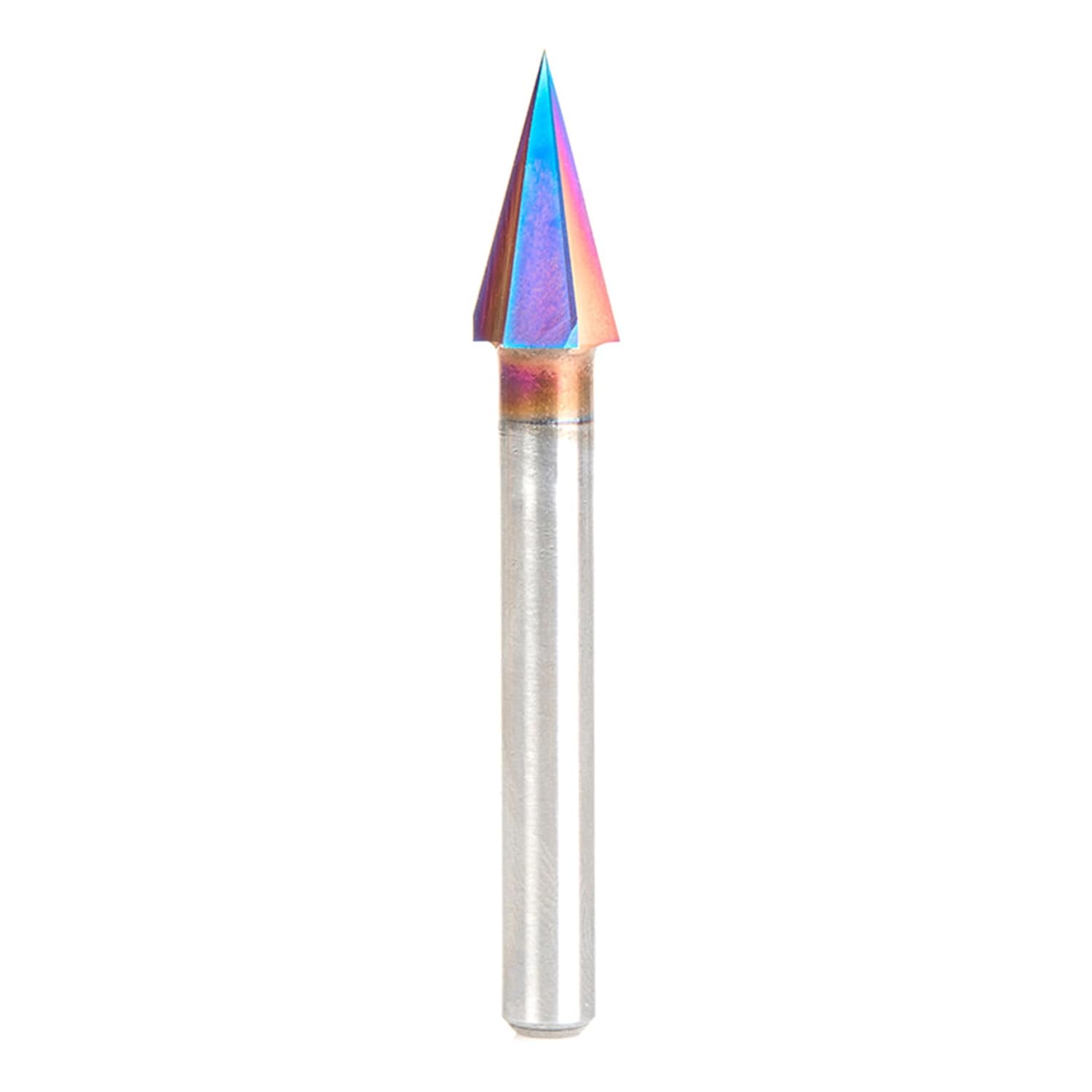 Amana Tool 45642-K SC (Brazed to Steel Shank) Spektra Extreme Tool Life Coated V-Groove 30 Deg x 3/8 D x 0.700 CH x 1/4 Inch SHK 3-Flute Router Bit