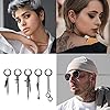 KALVICA 12 Pieces Stainless Steel Men's and Women's Cross Earrings Punk Earrings Men's Earrings with Feather Pendant Hoop Earrings Black Kpop Earrings Gothic Earrings, Stainless Steel #5