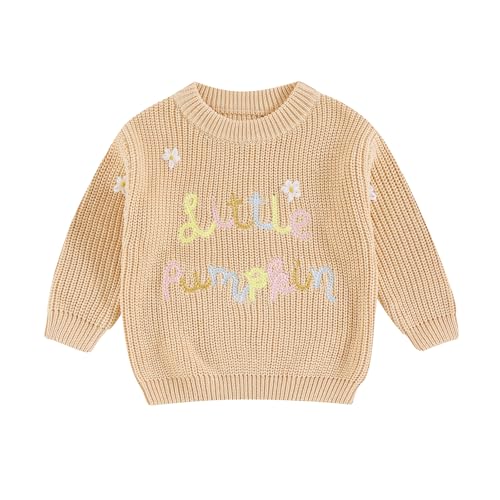 0-3T Halloween Sweater Baby Boy Girl Fall Winter Clothes Pumpkin Costumes Knit Sweatshirt Infant Toddler Outift (Khaki, 3-6 Months)