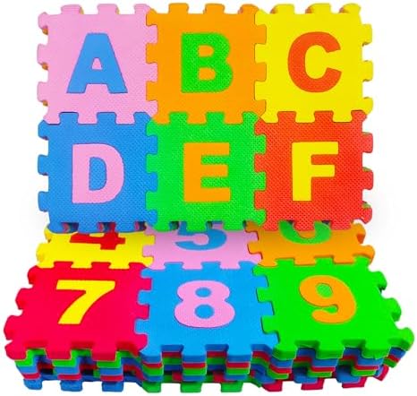 VGRASSP 36 Pieces Alphabet & Number Floor Mats for Kids, Puzzle EVA Foam Mat for Children Above 2 Years
