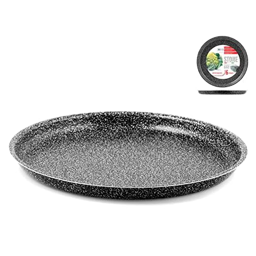 Home Stampo Pizza Antiaderente Stone Tondo Cm36 Utensili da Cucina, Pietra, Antracite, 36 cm