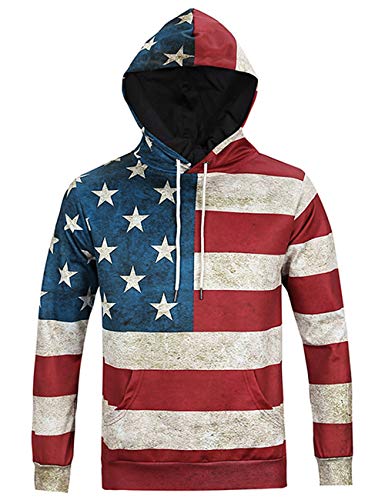 Unisex USA American Flag Print 4th of July Patriotic Long Sleeve Pockets Slim Pullover Hoodie Sweatshirt2