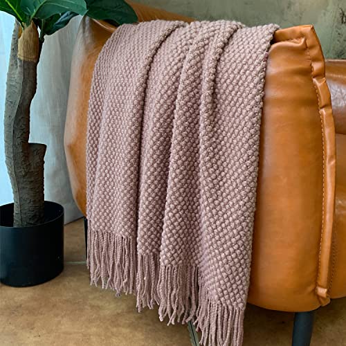 Lomao Knitted Throw Blanket With Tassels Bubble Textured Lightweight Throws For Couch Cover Home Decor (Pink, 50X60) #TOP1