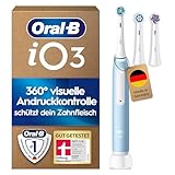 Oral-B iO Series 3 Plus Edition Elektrische Zahnbürste — Electric Toothbrush, Inkl. 3 Aufsteckbürsten, 3 Putzmodi für Zahnpflege — Designed by Braun, GUT GETESTET von STIFTUNG WARENTEST, Hellblau