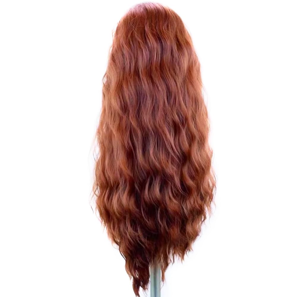 Wave Lace Front Wig Brown Long Wavy Synthetic Hair Wigs Glueless for Women Heat Resistant Fiber Hair Natraul Hairline Half Hand Made Daily Wear Wig 24 inches