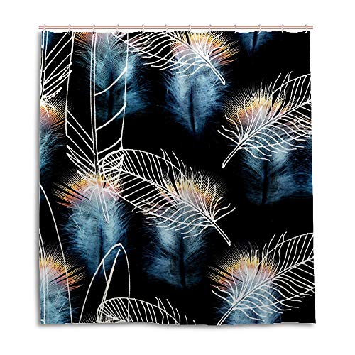 Rideau de douche robuste plumes motif 2 finitions soignées - 2