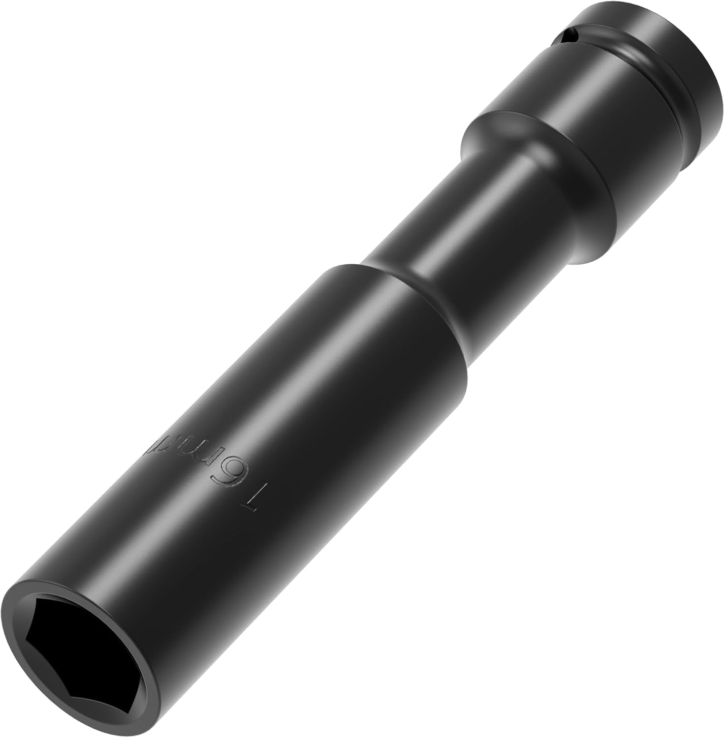 1/2-Inch Drive 16mm Deep Impact Socket with 6 Point Design, Thin Wall Hex Deep Socket, Heat-Treated Chrome Molybdenum Steel 6 Point Impact Socket Metric Sizes