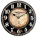 Mrocioa 12 inch Round Black Paris Decorative Wall Clock with Big Arab Numerals, Retro Wood Wall Clocks for Living Room,Office and Kitchen,Colorful Quality Quartz Quiet Round Hanging Clock