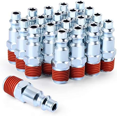 GASHER 1/4-Inch NPT Male Industrial Air Plug, Pneumatic Plugs 300PSI (20-Pack)