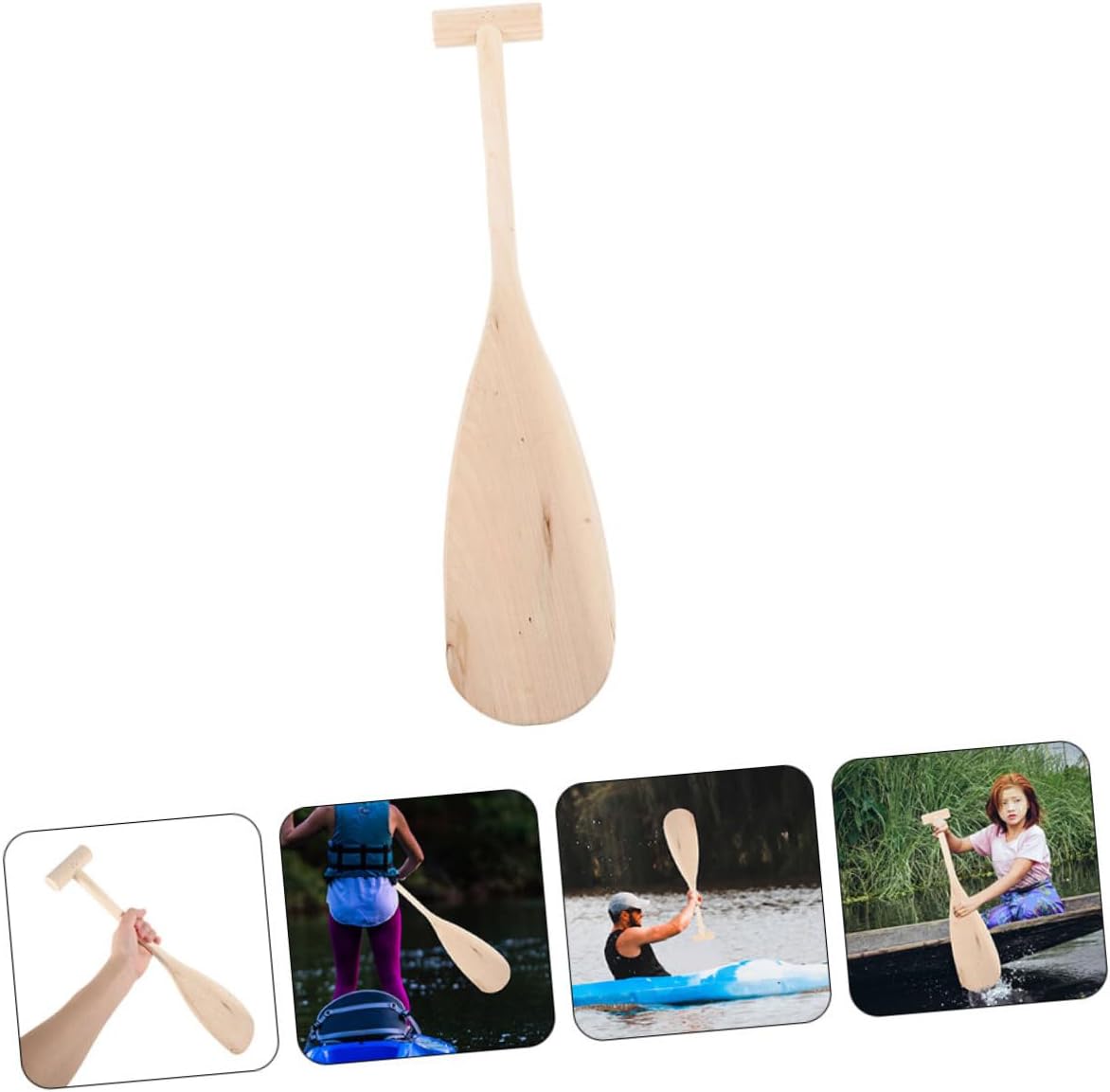 POPETPOP Boating Paddle Wooden Canoe Paddle for Boys and Girls Raft Sturdy Boat Lightweight