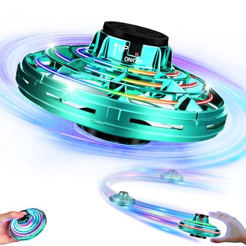 Vantexi Drone for Kids Flying Toys,2025 Upgrade LED Fidget Spinner, Hand Operated Fidget Flying Spinner Toy for Indoor Outdoor,Christmas Birthday Gifts for 6 7 8 9 + Year Old Boys Girls(Green)