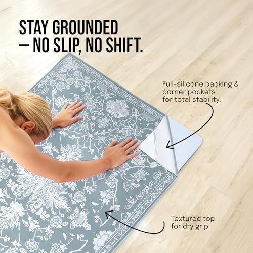 Image of gogoKIWI Hot Yoga Mat Towel 72 inchx48 inch, Yoga Mat Towel Non Slip with Corner Pockets for Pilates, Extra Large Printed Carpet-Style Design, Sweat Absorbent Mat Cover