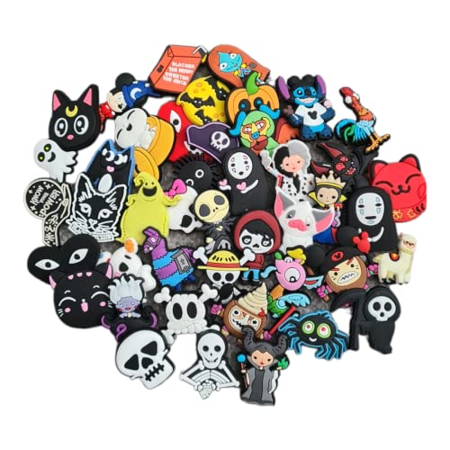 GDJEWLS Random halloween shoe charms scary spooky set Lot of 10,20,30,50 Pcs Shoe Sandals Decoration for Boy Girl, Anime Shoelace Accessories, Bracelet Wristband Charms, Birthday Gifts (20 Pcs)