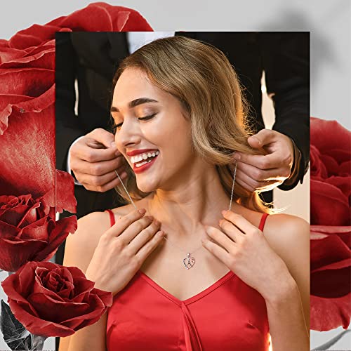 Rose Heart Necklaces For Women Teen Girls Gifts, Dainty Love Letter Pendant Initial C Necklace Jewelry Anniversary Valentines Birthday Gifts Necklaces For Women Teen Girls Girlfriend Wife Mom Daughter #TOP3