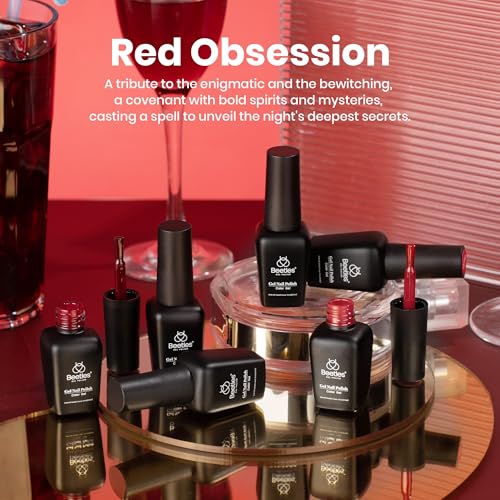 Image of Beetles Red Gel Nail Polish Set - 6 Colors Jelly Shimmer Burgundy Gel Nail
