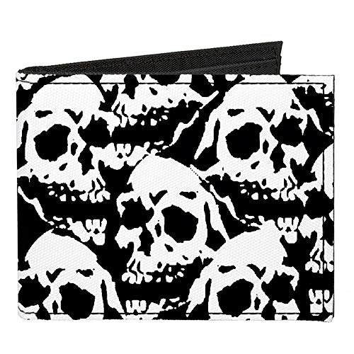 Buckle-Down Men's Standard Canvas Bifold Wallet Skulls, 4.0