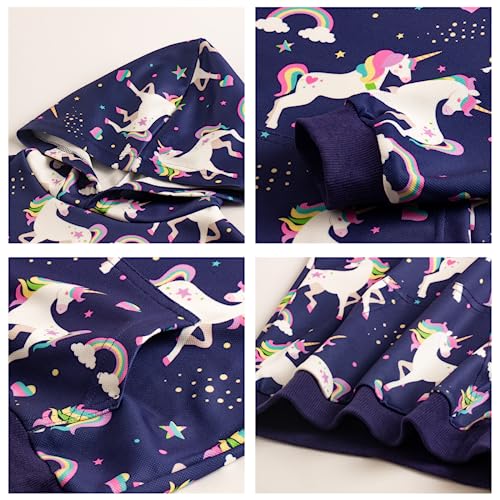 Image of WELAKEN Girls and Toddlers' Pullover Printed Hoodie Sweatshirt with Kangaroo Pocket