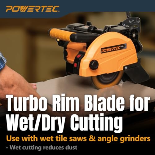 Image of POWERTEC 7 inch Turbo Diamond Saw Blade for Wet Tile Saw, Diamond Blade for Cutting Concrete, Granite, Brick, Paver, Roofing Tile, 7 inch Diamond Blades for Wet /Dry Cutting, 1 Pack (14006)