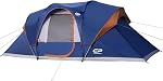 CAMPROS CP Tent 9-10 Person Camping Tents, 2 Room Water Resistant Family Tent with Top Rainfly, 4 Large Mesh Windows, Double Layer, Easy Set Up, Portable with Carry Bag
