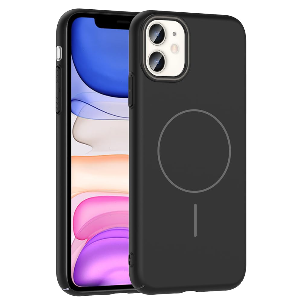 Zore Apple ile uyumlu iPhone 11 Kılıf M-safe Şarj Özellikli Zore Ruby Sert Kapak Siyah