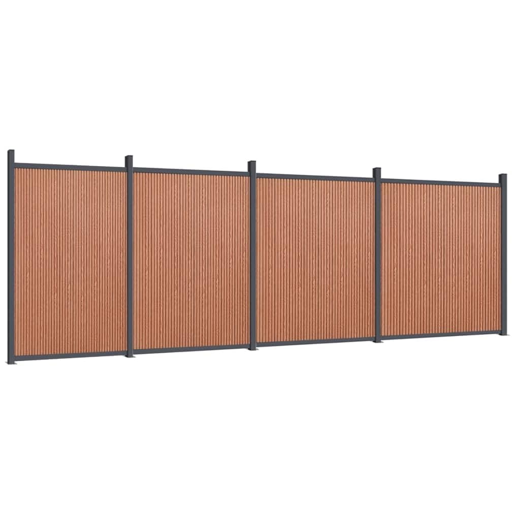 IKAYAA WPC-Sichtschutz, Sichtschutz-Zaun, Steckzaun, Sichtschutz Zaun WPC 699 x 186 cm, Sichtschutz Komplettset, Gartenzaun Holz, Braun