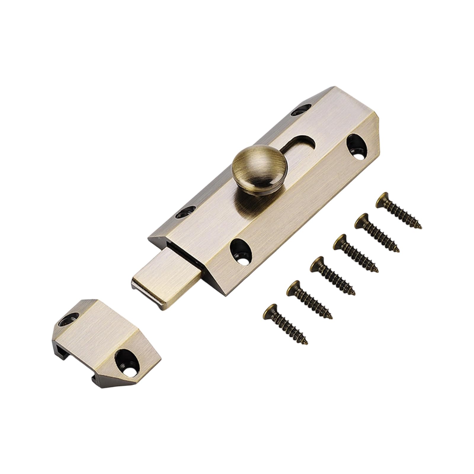 Dailibeer Oh! Door Bolt Latch Set Copper Sliding Hardware With Screws And Pull Knob Home Door Mounting Latch Replacement Slide Bolt Keeper Plate Utility Hardware Cabinet Closure Room Pull