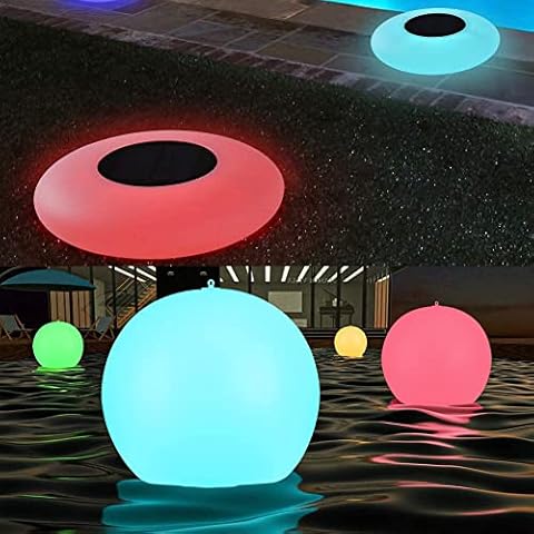 Floating Pool Lights, IP68 Waterproof Inflatable LED Glow Lights 1PCS Solar Glow Balls + 1PCS Solar Swimming Lights for Pool, Balcony, Porch, Backyard, Patio, Pathway Decorations. Cover