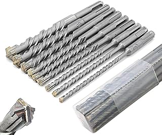SDS Drill Bit Set, Wood Metal Drill Bit Set, 9PCS (5mm~16mm) Cross Drill Bits SDS-Plus Electric Hammer Impact Drill Bit for Drill Holes in Concrete, Ceramic Tile, Stone, Metal, Plastic