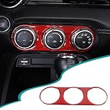 Hudiriy Real Soft Carbon Fiber Center Control Dash Board Air Conditioner Switch Panel Cover Trim Compatible with Mazda MX-5 2016-2023, Air Condition Adjustment Switch Frame Protection Accessories,Red