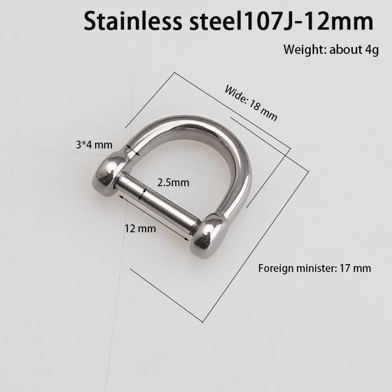 kokungkuan Stainless Steel D-Rings with Screw Horseshoe U Shape Shackle for Key Holder Zip Puller Purse Bracelet 1/2 Inch 2 pcs