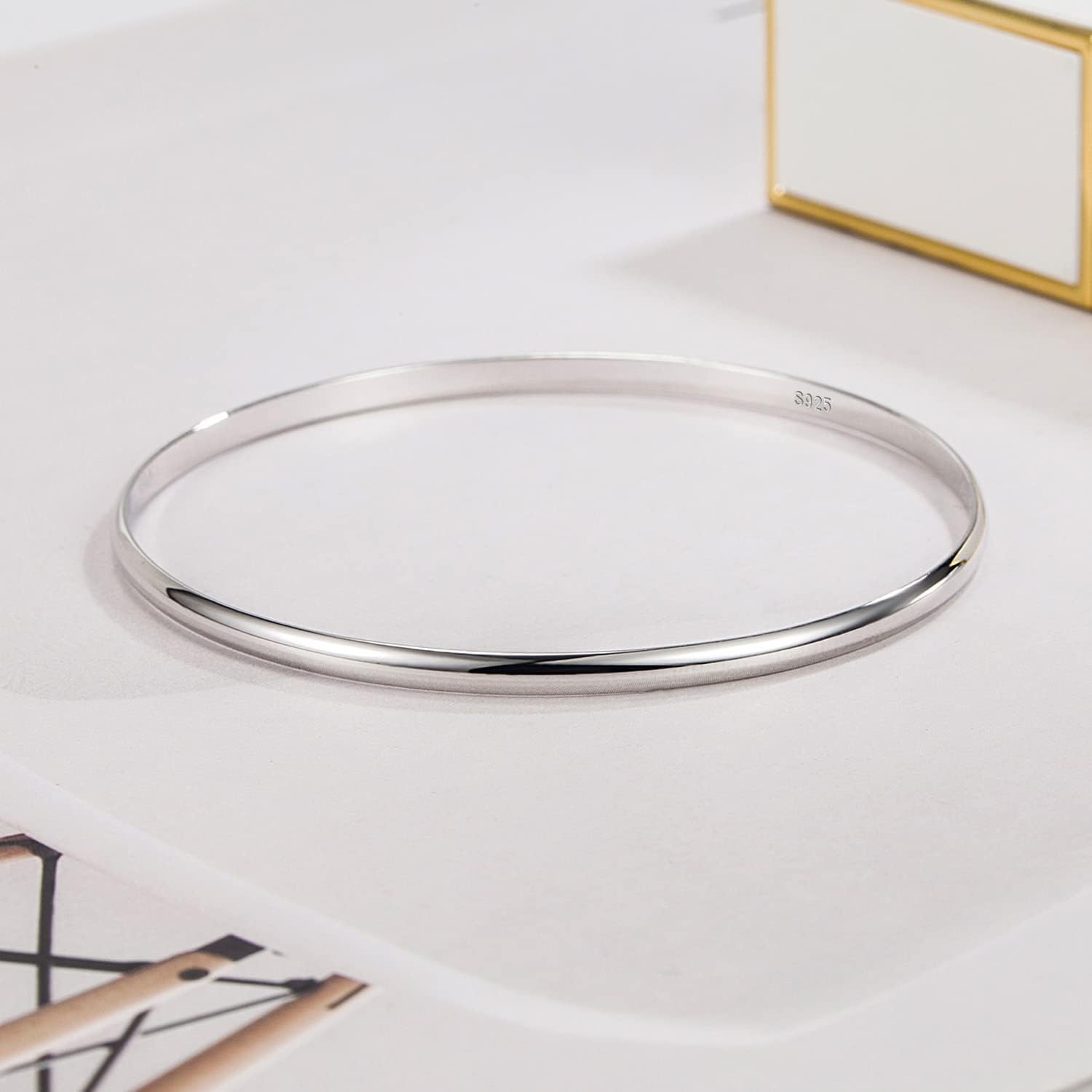 Minimalist Original 925 Sterling Silver Banglest Women DIY Stackable 1/2/3.Countless Set Bracelet 2MM Thick Diameter 60mm-65mm-68mm Jewelry Gift Wife Her - Image 4