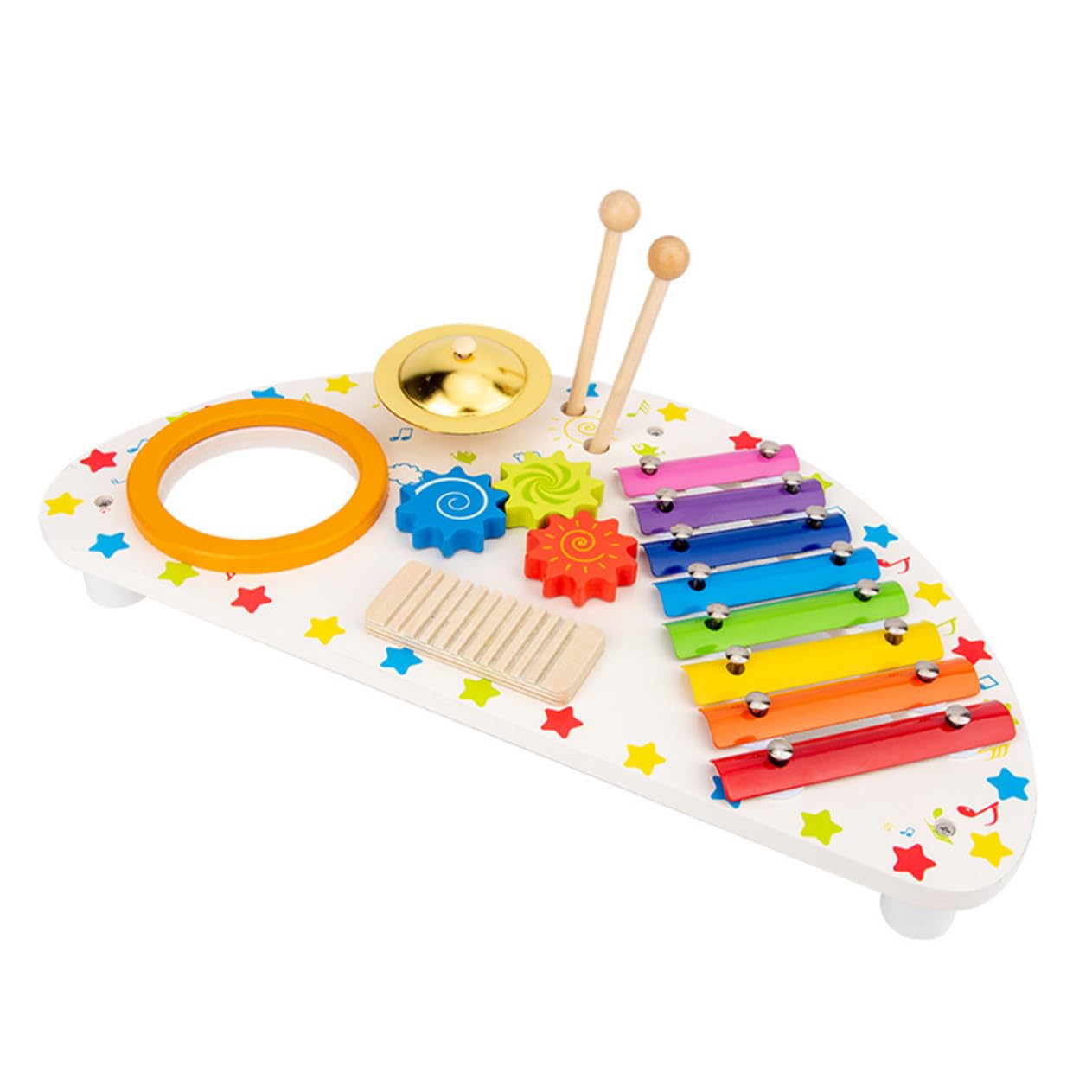 Set 1 Strumenti Musicali Legno Tamburo Ragazzo Ragazza Giocattolo Musicale per Natale Regalo
