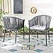 Safavieh PAT4025A-SET2 Outdoor Collection Kofi Grey Stackable Rope (Set of 2) Patio Chair