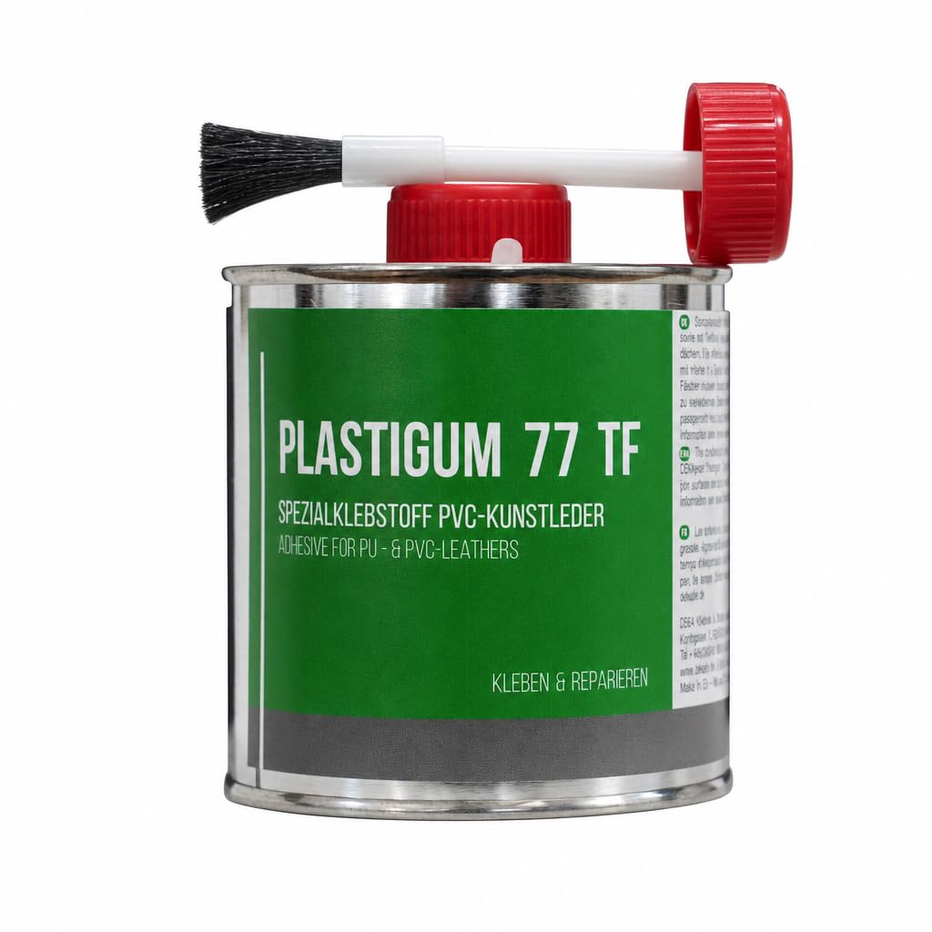 ANKO PLANEN Pegamento para lonas de PVC – Plastigum77 – bote de 250 ml con pincel, adhesivo de contacto para lonas de camión y láminas de PVC para estanques