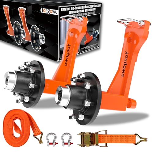 Upgrade 2-Pack Shipping Container Wheels Kit with 6/8 Lug Bolt-On Spindle,Heavy-Duty Shipping Container Axles for Up to 40ft Containers, 15000LB Capacity, Shipping Container Accessories (8-Lug)