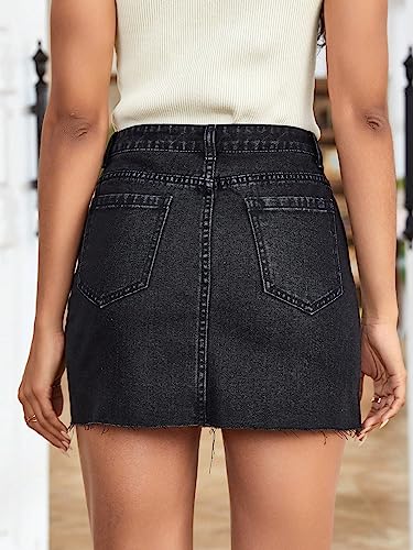 Image of Aahwan Summer Dark Blue Casual Fashionable Fringed Slanted Pocket Bodycon Denim Short Skirt for Women'& Girl's