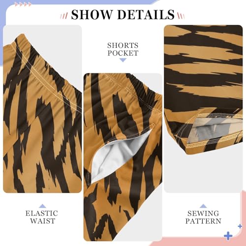 Retro Tiger Skin Print Boys Long Pants Soft Trousers Elastic Waist Kids Lounge Bottoms with Pockets S-XL4