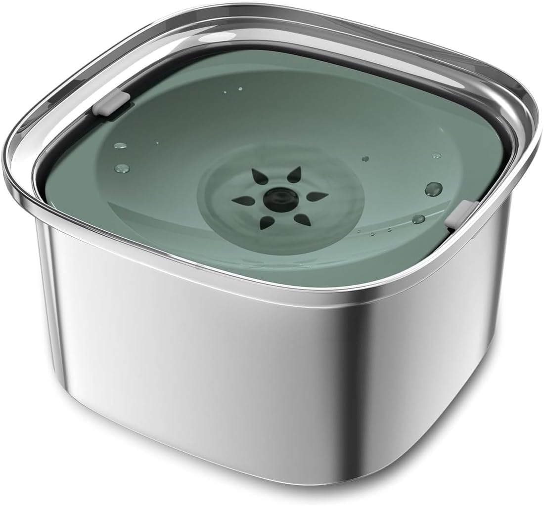 Decflow 3L Stainless Steel Slow Drinking Dog Bowl with Lid, No Spill Travel Dog Water Bowl Dispenser for Large Dogs