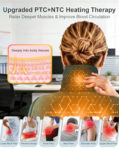 Image of Neck Heating Pad, Upgraded PTC+NTC Even Heating, Heat Pad for Neck Shoulders Back, Versatile Electric Heated Neck Wrap for Full-Body Relax, Birthday Gifts for Women Men, Mothers Day Gifts for Mom Wife