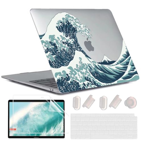 MUSHUI 4 en 1 Coque pour MacBook Air 13 Pouces 2020 2019 2018 Version M1 A2337 A2179 A1932, [UV Printing] Étui Rigide de Protection Housse Case Plastique pour...
