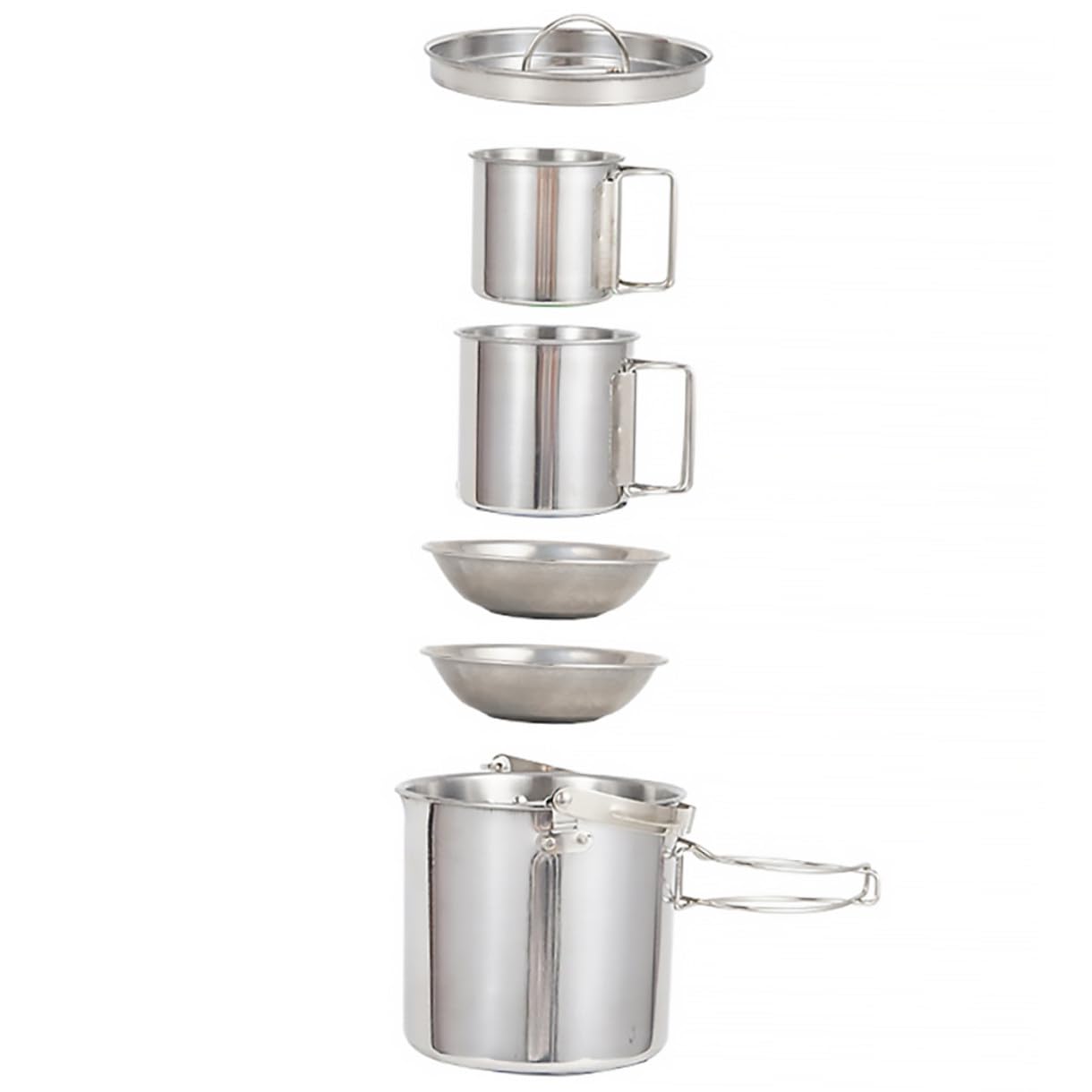Toddmomy 2 Ensembles ensemble de bouilloire en acier inoxydable assiettes en buvant poêle set vaisselle camping Ensemble de vaisselle de camping ustensiles de cuisine de pique- Silver