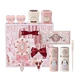 Flower Knows Strawberry Cupid 12-Piece Makeup Gift Box Set,Lip Cream×2+Liquid Blush×2+Makeup Palette×1+Hand Mirror×1+Solid Perfume×1+Hair Clip×1+Cushion Powder Puff×2+Eyeshadow Brush×1+Gift Box×1
