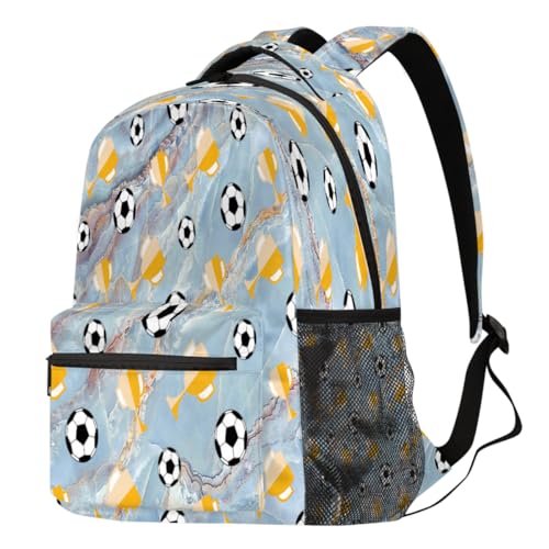 Sac à dos trophée de football motif marbre pour jeune passionné de ballon rond