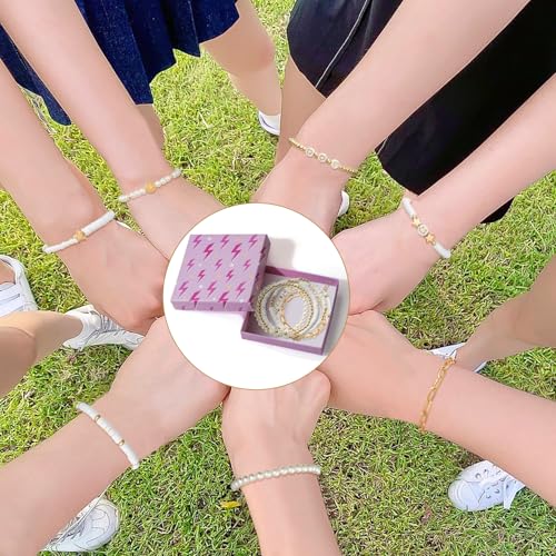 LieToi Preppy Heishi Bracelets Set Colorful White Gold Smile Heart Star Evil Eye Beaded Polymer Clay Pearl Stackable Charm Y2K Kidcore Summer Beach Bohemian Layering Bracelets Jewelry for Women Girls Teens - Image 6