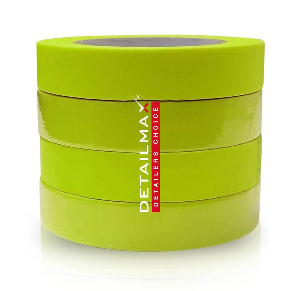 DETAILMAX Color Masking Tape 24mm x 50m, Pack of 4 | Easy Tear Painter's Tape for Car Detailing, Painting, Labelling & Woodworking | Clean Removal, No Residue (Green, 50 M, 50, metre, 1)