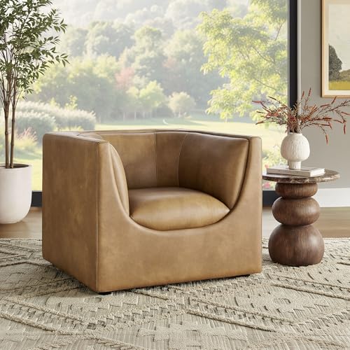 Sillón Curvo Moderno Piel Vegana Beige miniatura 2